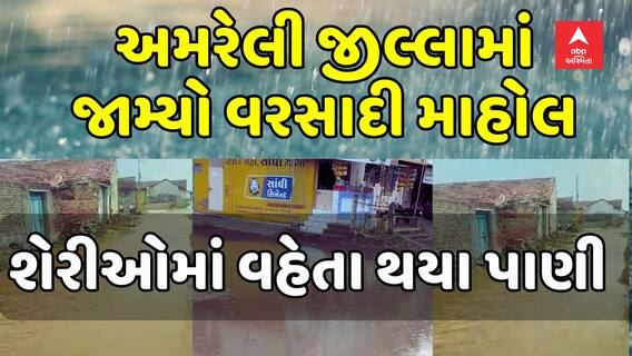 Amreli Rains: અમરેલીમાં જામ્યો વરસાદી માહોલ, ગામની શેરીઓમાં વહેતા થયા વરસાદી પાણી