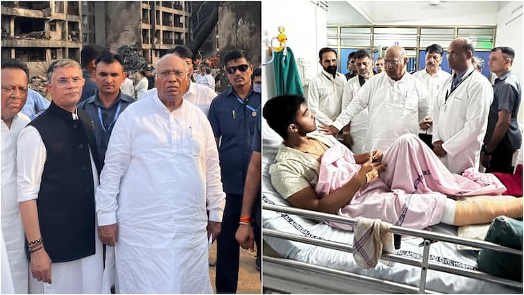 Kharge Visits Ahmedabad Crash Site, Slams Govt: ‘Don’t Say Accidents Are Normal Or Take Credit
