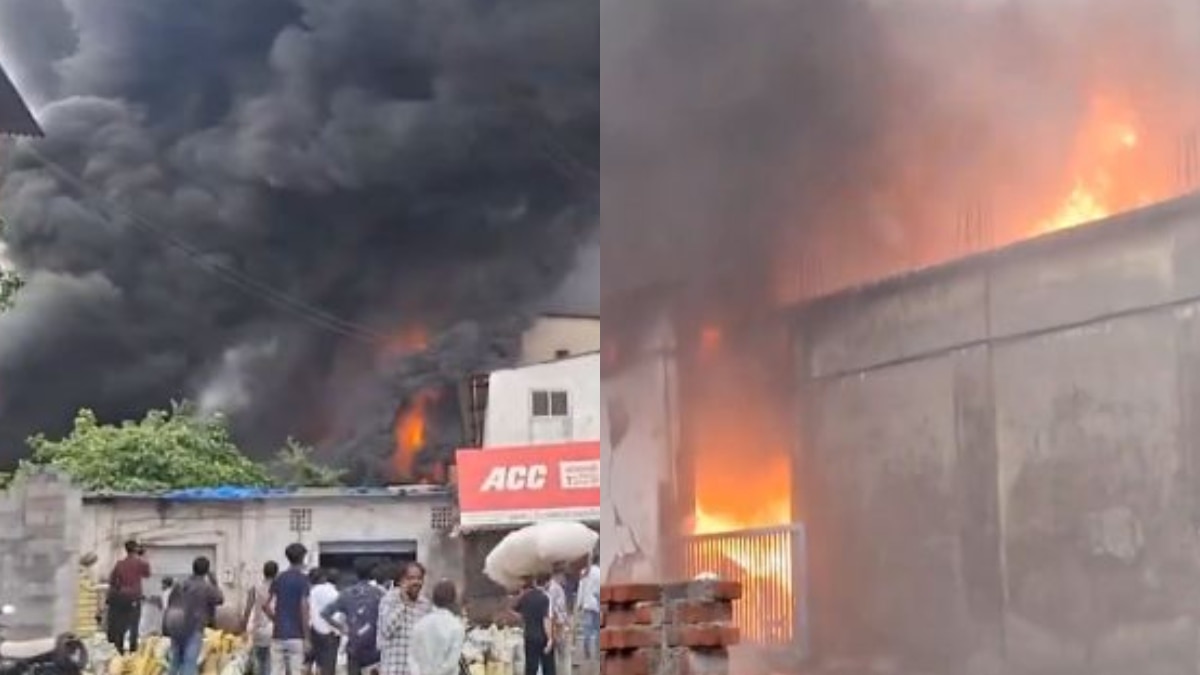 महाराष्ट्र के भिवंडी में केमिकल गोदाम में लगी भीषण आग, फायर ब्रिगेड की 2 गाड़ियां बुझाने में जुटीं