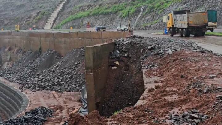 येथील डोंगरातून येणाऱ्या पाण्याच्या प्रवाहामुळे परशुराम घाटातील गॅबियन वॉल ढासळण्याची भीती व्यक्त होतआहे.