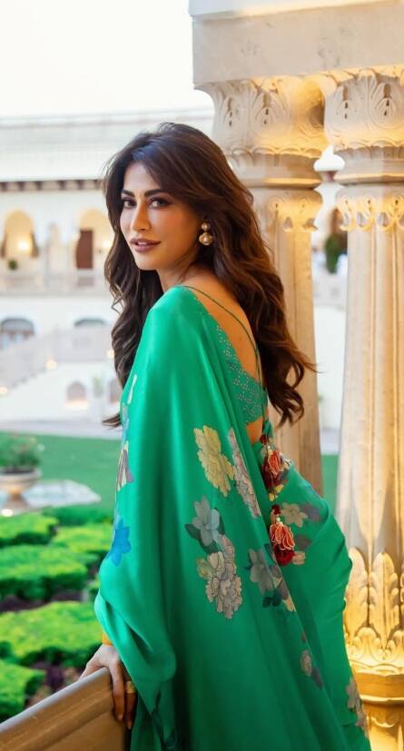 ગ્રીન સાડીમાં ચિત્રાંગદાનો ક્યૂટ એન્ડ સિમ્પલ લૂક