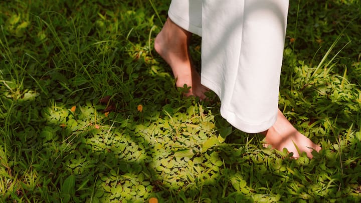 1. Walking Barefoot On Grass: Once a normal part of life, walking barefoot is now known as 'earthing' or 'grounding'. It helps reconnect the human body with the Earth's natural electric field. Modern research suggests that this direct contact reduces cortisol, improves sleep, and even helps reduce inflammation. It's also linked to better circulation, mood stabilisation, and less fatigue. Walking barefoot for just 10–15 minutes daily is considered a natural way to reset your body’s rhythms. (Image Source: Canva)