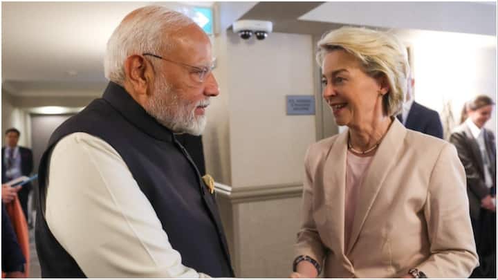 PM Modi held a fruitful discussion with European Commission President Ursula von der Leyen during the G7 Summit in Canada. (Image: X)