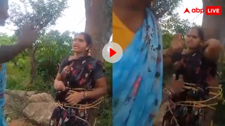 लोन नहीं चुकाया तो शख्स की पत्नी को पेड़ से बांधकर पीटा! वीडियो देख आ जाएगा रहम