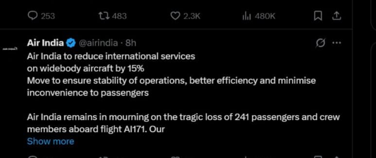 विमान हादसे के बाद पहली बार एयर इंडिया का अब बड़ा फैसला, इंटरनेशनल पैसेंजर्स को जानना जरूरी