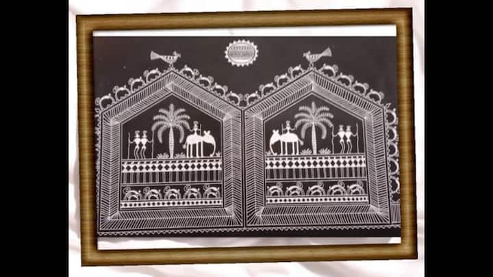 11. Warli Painting: PM Modi presented Claudia Sheinbaum Pardo, the President of Mexico, with a Warli Painting. Warli Painting is a tribal art form from Maharashtra’s Warli community. It is among the oldest and most straightforward styles of Indian folk art, created using white rice paste on mud-coloured surfaces. Warli art depicts daily village life, such as farming, fishing, dancing, and festival, using simple geometric shapes like circles, triangles, and squares. A well-known motif is the 'tarpa dance,' where figures form a circle, symbolising community and celebration. Squares typically signify sacred spaces or the earth goddess. (Image Source: Twitter/@ANI)
