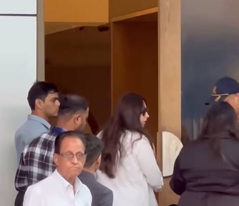Karisma Kapoor appeared publicly for the first time after the death of X husband Sanjay Kapoor. She was spotted at the airport with both her children Adhara and Kian.