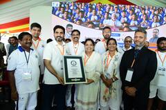 Nara Lokesh:  ఒకేసారి 22,122 మంది గిరిజన విద్యార్థుల సూర్యనమస్కారాలు -  లోకేశ్, సత్యకుమార్‌కు గిన్నిస్‌ రికార్డు ధ్రువపత్రాలు!