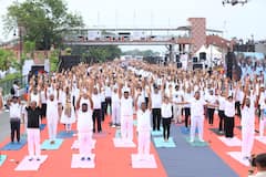 Union Minister Dharmendra Pradhan Marks Yoga Day In Sambalpur; IN PICS