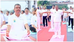 Union Minister Dharmendra Pradhan Marks Yoga Day In Sambalpur; IN PICS