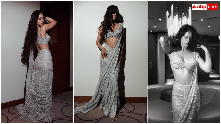 दिशा ने एक बार सिल्वर शिमरी साड़ी में अपनी तस्वीरें शेयर की थीं, जिसमें वह बेहद बोल्ड और ग्लैमरस नजर आईं. इस साड़ी के साथ उन्होंने स्लीवलेस डीप-नेक ब्लाउज पेयर किया था, जो उनकी टोन्ड फिगर को खूबसूरती से हाइलाइट कर रहा था.