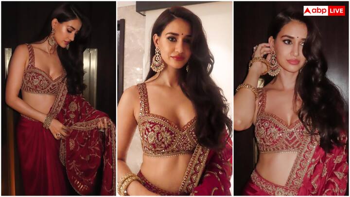 दिवाली 2024 से पहले दिशा ने महरून साड़ी में अपनी तस्वीरें शेयर कीं, जिसने उनके फैंस का दिल जीत लिया. इस साड़ी के साथ उन्होंने हल्के गहने और मैचिंग मेकअप के साथ लुक को सिंपल, लेकिन अट्रैक्टिव रखा. यह लुक उन लोगों के लिए परफेक्ट है, जो ट्रेडिशनल और मॉडर्न स्टाइल का बैलेंस चाहते हैं.