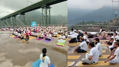 कभी नहीं देखा होगा ऐसा नजारा! दुनिया के सबसे ऊंचे रेलवे पुल के पास हुआ योग, देखें चिनाब ब्रिज की शानदार तस्वीरें