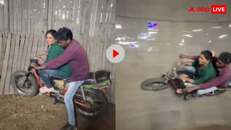 टंकी पर बैठाई गर्लफ्रेंड फिर भरी बाइक से हुंकार! मौत के कुएं में कपल ने रफ्तार से काटा बवाल