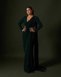 Kajol Serves Glamour Goals In Risqué Green Saree-Gown Fusion, Pics