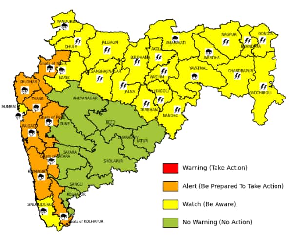 Maharashtra Weather Update: मुंबई ठाण्यासह कोकणपट्ट्यात तुफान पावसाची शक्यता, 22 जिल्ह्यांना यलो अलर्ट; IMD चा हवामान अंदाज काय?