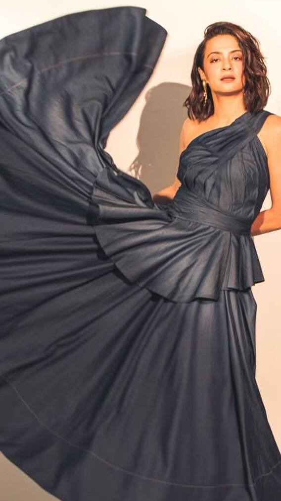 Surveen Chawla Is All Grace And Glam In A Sculpted Blue Gown