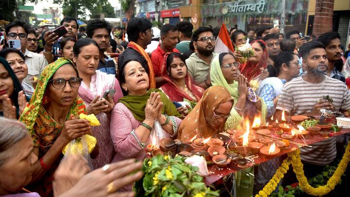Devotees attend the Rath Yatra procession of Lord Jagannath, his sister Subhadra, and brother Balabhadra, in Varanasi. (Image Source: PTI Images)