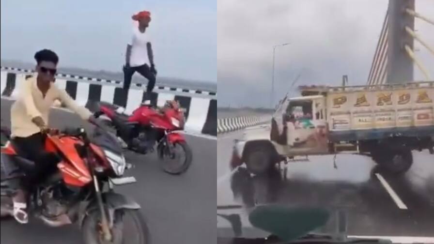 dangerous stunt Viral Video on six lane bridge near Gandak river in Hajipur 15 year old boy dies तेजस्वी यादव के क्षेत्र में रील के लिए स्टंटबाजी, हाजीपुर पुल पर बढ़े हादसे, पुलिस ने ऐसे सिखाया सबक