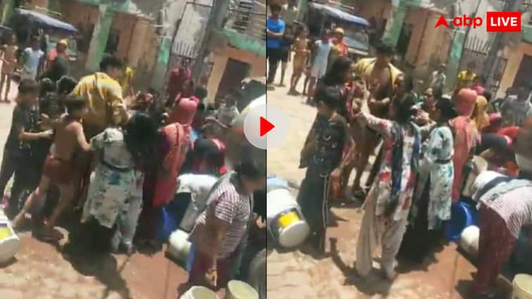 पानी को लेकर आपस में भिड़ पड़ीं महिलाएं! टैंकर में बाल्टी लगाने की होड़ में जमकर चले लात घूंसे
