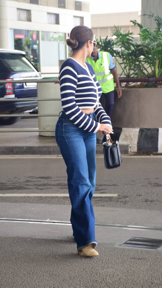Malaika Arora Slays In Nautical Stripes & Flares At The Airport