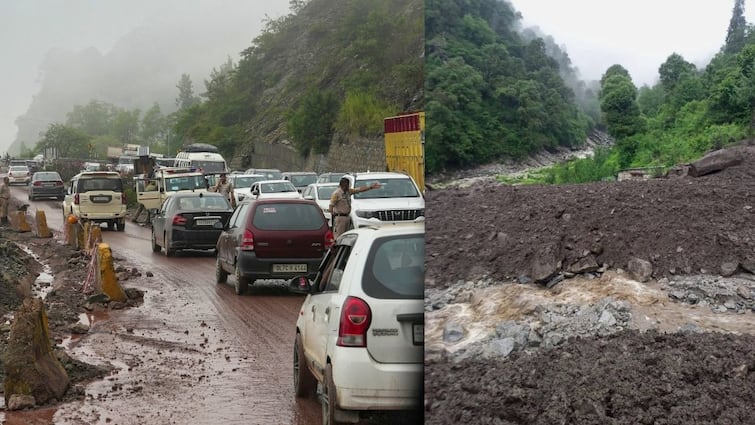 Himachal Pradesh landslide alert many houses got washed away long traffic  jam on Shimla chandigarh NH ann | हिमाचल में बादल फटने के बाद आया सैलाब! बह  गए कई घर, सड़कों पर