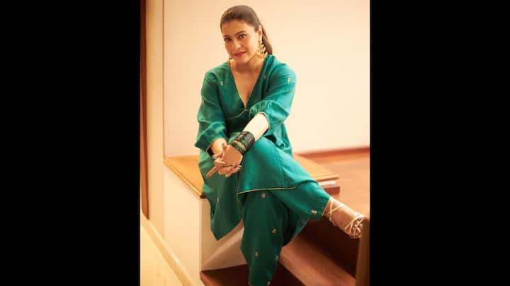 8. Kajol: Kajol effortlessly redefined elegance in her minimal yet striking look. She wore an emerald green kurta set that made her look simple, yet stylish. Her V-neck, relaxed-fit kurta adorned with delicate gold buti embroidery captured the spirit of Teej without going overboard. Styled with matching pants, bold glass bangles, and statement gold jhumkas, Kajol’s look proved that simplicity can be incredibly impactful. Her neatly tied hair and nude-toned makeup allowed the outfit and accessories to shine, making this ensemble a great choice for Teej puja, family gatherings, or swing rituals. (Image Source: Instagram/@kajol)