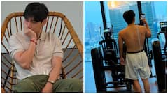 BTS’ V Breaks The Internet With Shirtless Gym Selfie, Military Moments & More In New Photo Dump