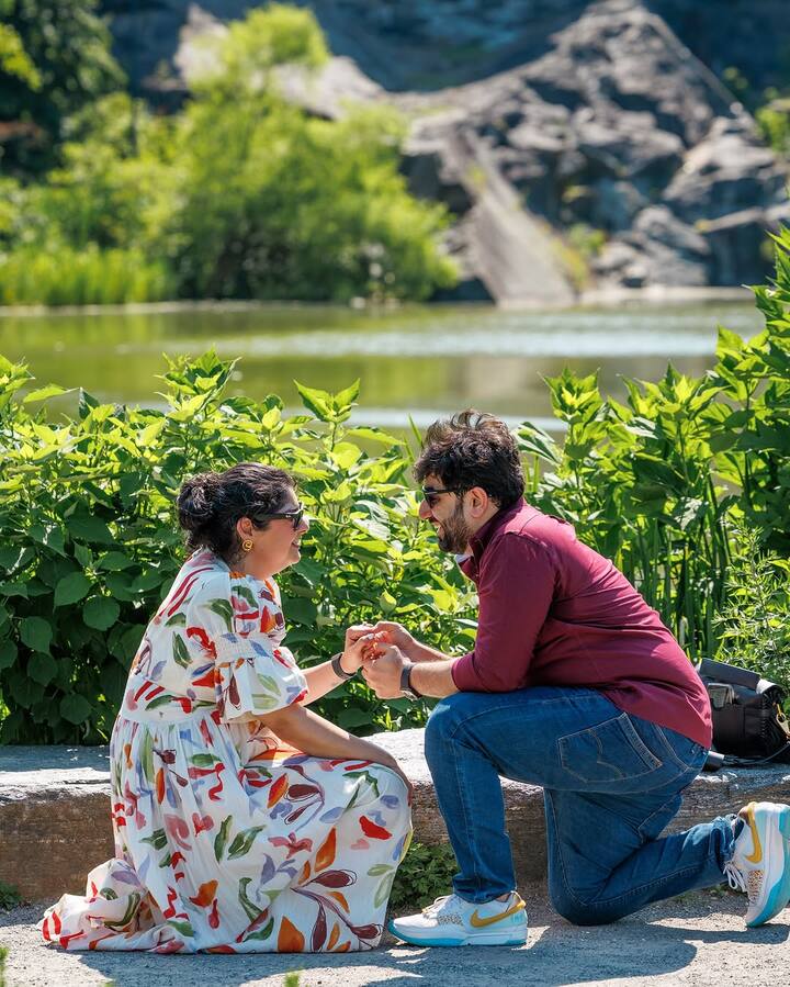 The couple celebrated the engagement with Shake Shack, as a nod to their shared love for Shroom Burgers.