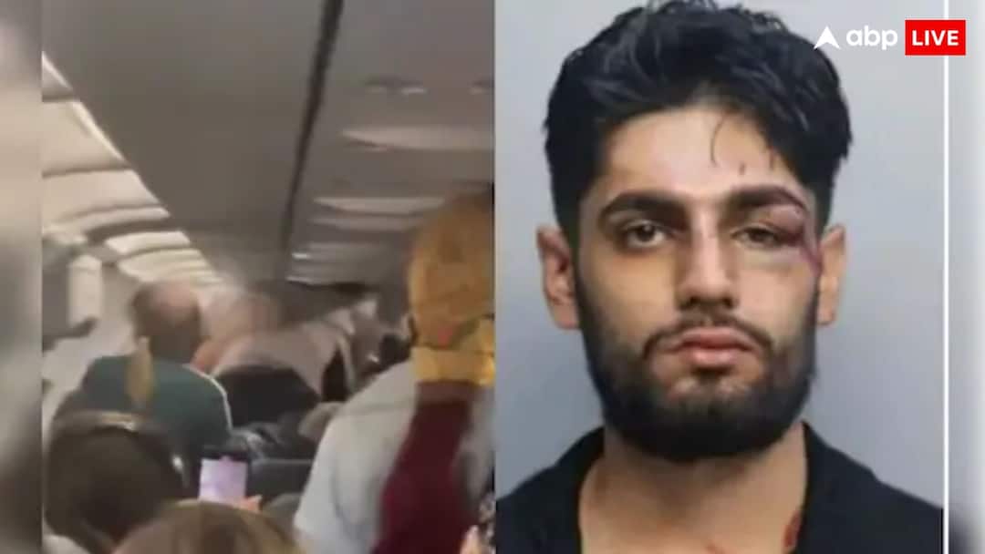 Indian-origin man arrested allegedly attacking co-passenger in flight Philadelphia to Miami हवा में था प्लेन, भारतीय शख्स ने पैसेंजर पर कर दिया अटैक, सामने आया वीडियो