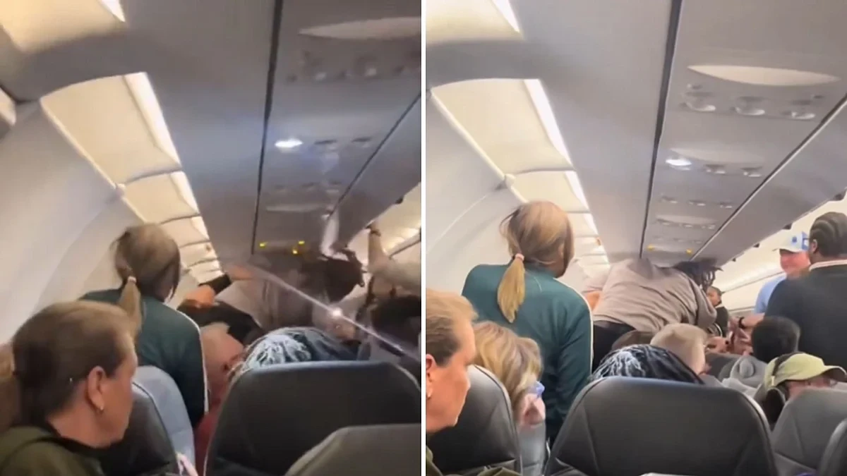 విమానంలో అయినా వీధిపోరాటాలు కామన్ - ఆకాశంలో  ప్రవాస భారతీయుడితో అమెరికన్ల స్ట్రీట్ ఫైట్ - వీడియో వైరల్