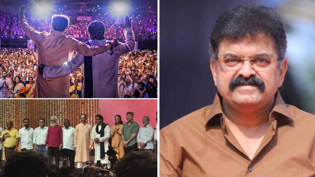 What did Jitendra Awhad say as soon as he witnessed Raj Uddhav visit to Worli Dome marathi news Raj Thackeray-Uddhav Thackeray: मराठीची लेकरं म्हणून रिंगणात उतरू..! वरळी डोममध्ये राज उद्धव भेटीचा साक्षीदार होताच जितेंद्र आव्हाड काय काय म्हणाले?