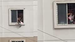 కిటికీ గ్రిల్‌కు వేలాడుతున్న బాలిక, ఫైర్ సిబ్బంది అప్రమత్తతతో తప్పిన ప్రమాదం