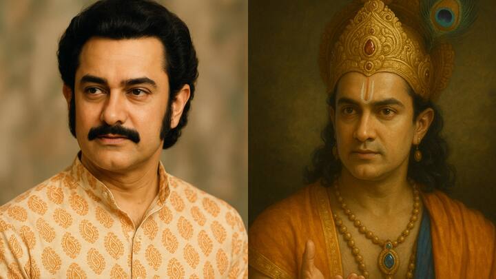 Explore this stunning AI-generated photo gallery where Aamir Khan is reimagined as Lord Krishna and iconic singer Kishore Kumar. Fans can’t stop reacting to the lifelike transformations.