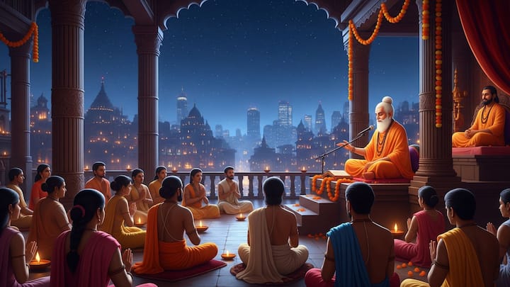 এই দিনটিকে চিহ্নিত করা হয়েছে গুরু পূর্ণিমা হিসাবে। এখন প্রশ্ন হচ্ছে, ব্যাসদেবকে আদিগুরু বলা হল কেন ? (ছবি সৌজন্য- Gemini AI)