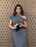 Sonali Bendre Rocks Off-Shoulder Striped Dress For A Glam Makeover, PICS