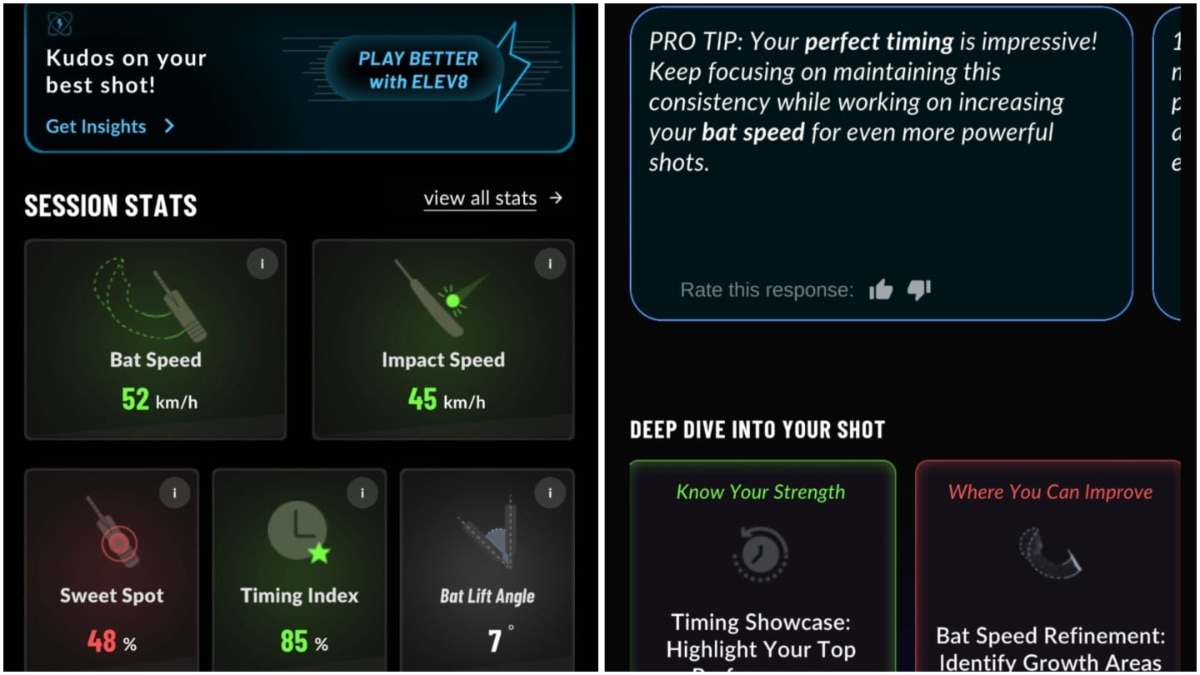 Data on the Str8bat app gets you a detailed analysis of your game.