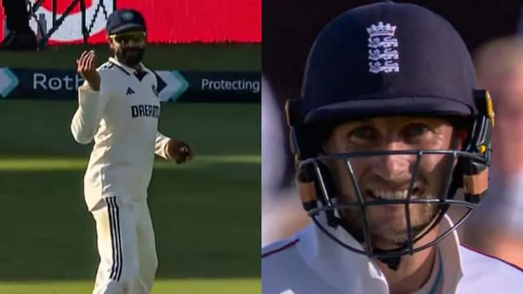 ind vs eng 3rd test ravindra jadeja challenge joe root to take double run watch video IND vs ENG 3rd Test: 'हिम्मत है तो आ...', रवींद्र जडेजा ने ललकारा तो डरकर पीछे हुए जो रुट; देखें वीडियो
