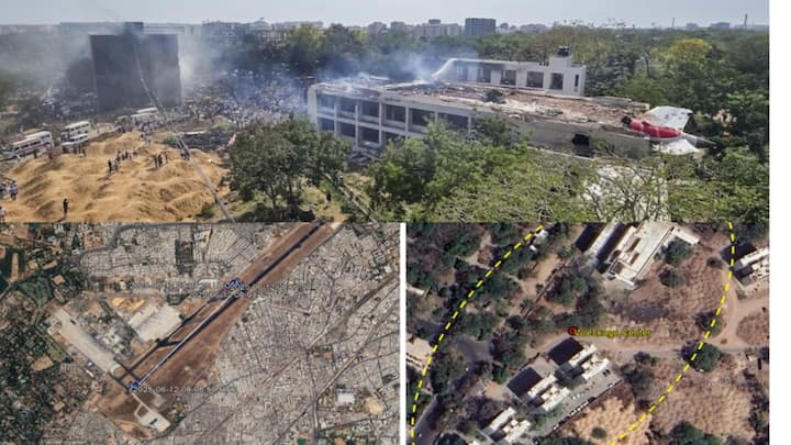 The aircraft was destroyed after hitting multiple buildings and catching fire, causing major structural and fire damage to 5 buildings.