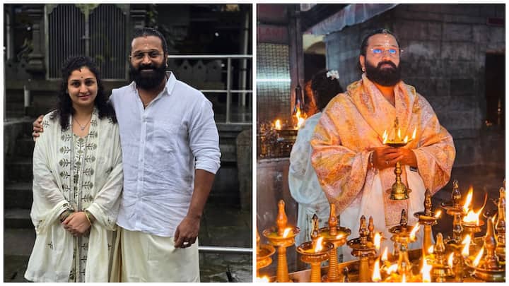 South Indian sensation Rishab Shetty recently paid a spiritual visit to the revered Sri Kollur Mookambika Temple in Kollur, Udupi, Karnataka, accompanied by his wife, Pragathi Shetty.