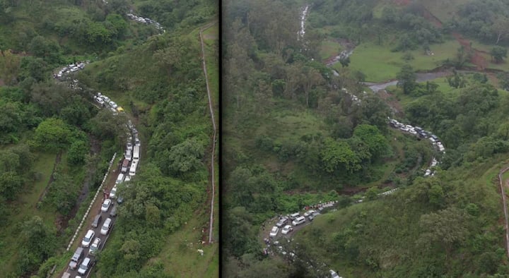 वाहनांच्या या तूफान गर्दीचे फोटोस छायाचित्रकार निखिल बोंबाटकर यांनी आपल्या ड्रोन कॅमेऱ्यात कैद केलं आहे.