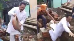 MP: 'एक तसला और फोटो अच्छी नहीं आई', तस्वीर के चक्कर में गड्ढे में गिरे 'डॉक्टर साहब', देखें Video