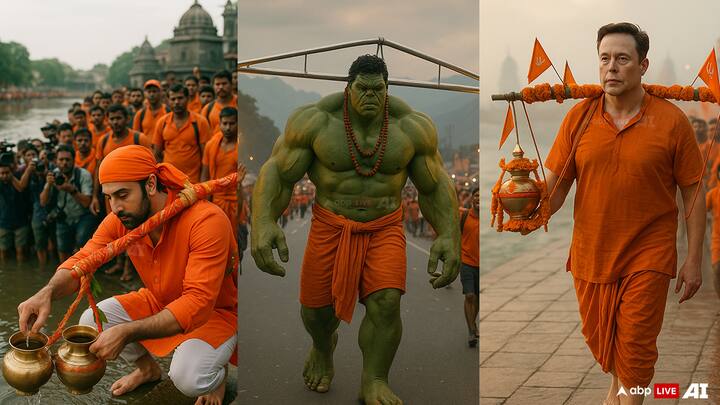 What if Hulk, Elon Musk, and bollywood celebs took part in the Kanwar Yatra? These AI-generated images reimagine celebs and characters on a spiritual journey like never before.