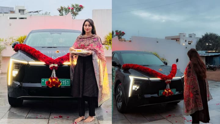 Nirmala Shubham Nawale bought new car : पुणे जिल्ह्यातील कारेगावच्या माजी सरपंच निर्मला शुभम नवले यांनी आणखी एक कार खरेदी केली आहे.