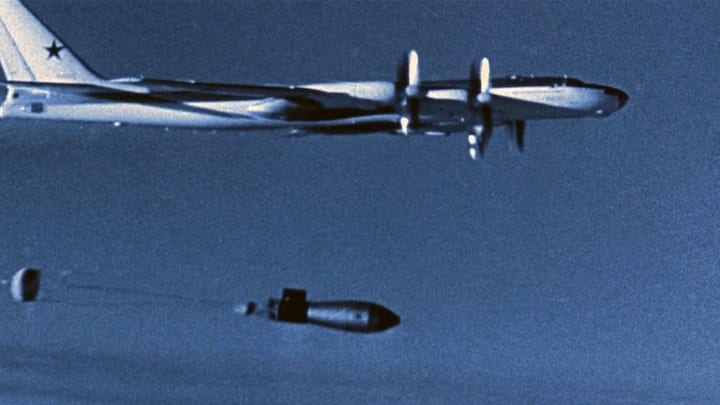 The Zar bomb, also known as RDS-220 hydrogen bomb, is the most powerful nuclear weapon ever. Its power is 50 megaton TNT. The Zar Bomb is still a symbol of the extreme form of atomic power.