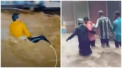 Watch: Man Nearly Swept Away In Flooded Ajmer Dargah Lane, Rescue Caught On Camera
