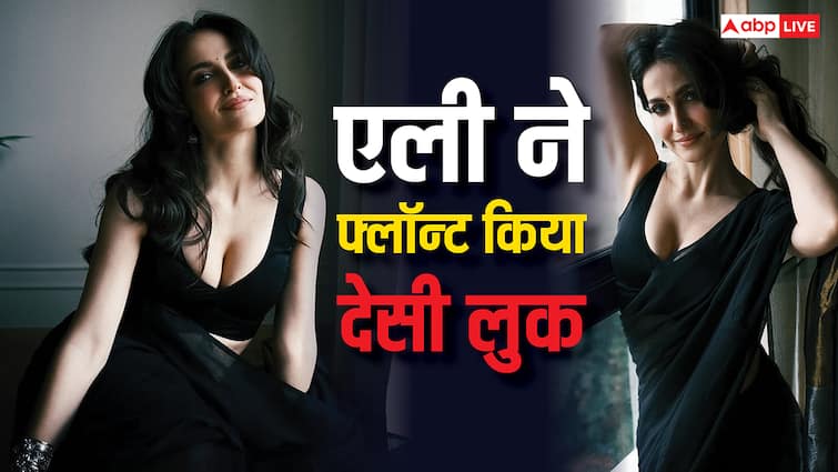 आशीष संग डेटिंग की खबरों के बीच एली ने ब्लैक साड़ी में फ्लॉन्ट किया देसी लुक, पल्लू गिराकर दिए ऐसे पोज