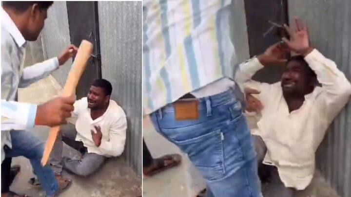 बहिरवाडी परिसरात एका तरुणाला लाकडी दांड्याने मारहाण करतानाचा व्हिडिओ सोशल माध्यमातून व्हायरल होतोय. आकाश माने या तरुणाला फरार आरोपींकडून मारहाण करण्यात आली.