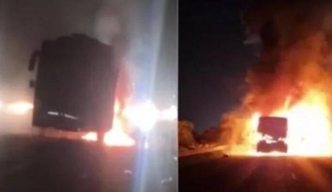 ਸਵਾਰੀਆਂ ਨਾਲ ਭਰੀ ਬੱਸ ਬਣੀ ਅੱਗ ਦਾ ਗੋਲਾ, ਡਰਾਈਵਰ ਸਮੇਤ 8 ਲੋਕ ਜ਼ਖਮੀ, ਦੇਖਣ ਵਾਲਿਆਂ ਦੇ ਉੱਡੇ ਹੋਸ਼