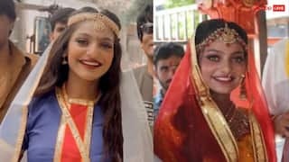 भीषण गर्मी में दुल्हन बन शूट कर रहीं Monalisa, पहली फिल्म के सेट से सामने आया लुक